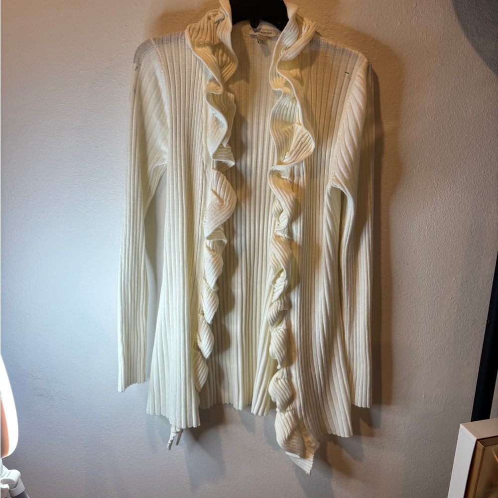 Boston Proper Cream Ribbed Cardigan